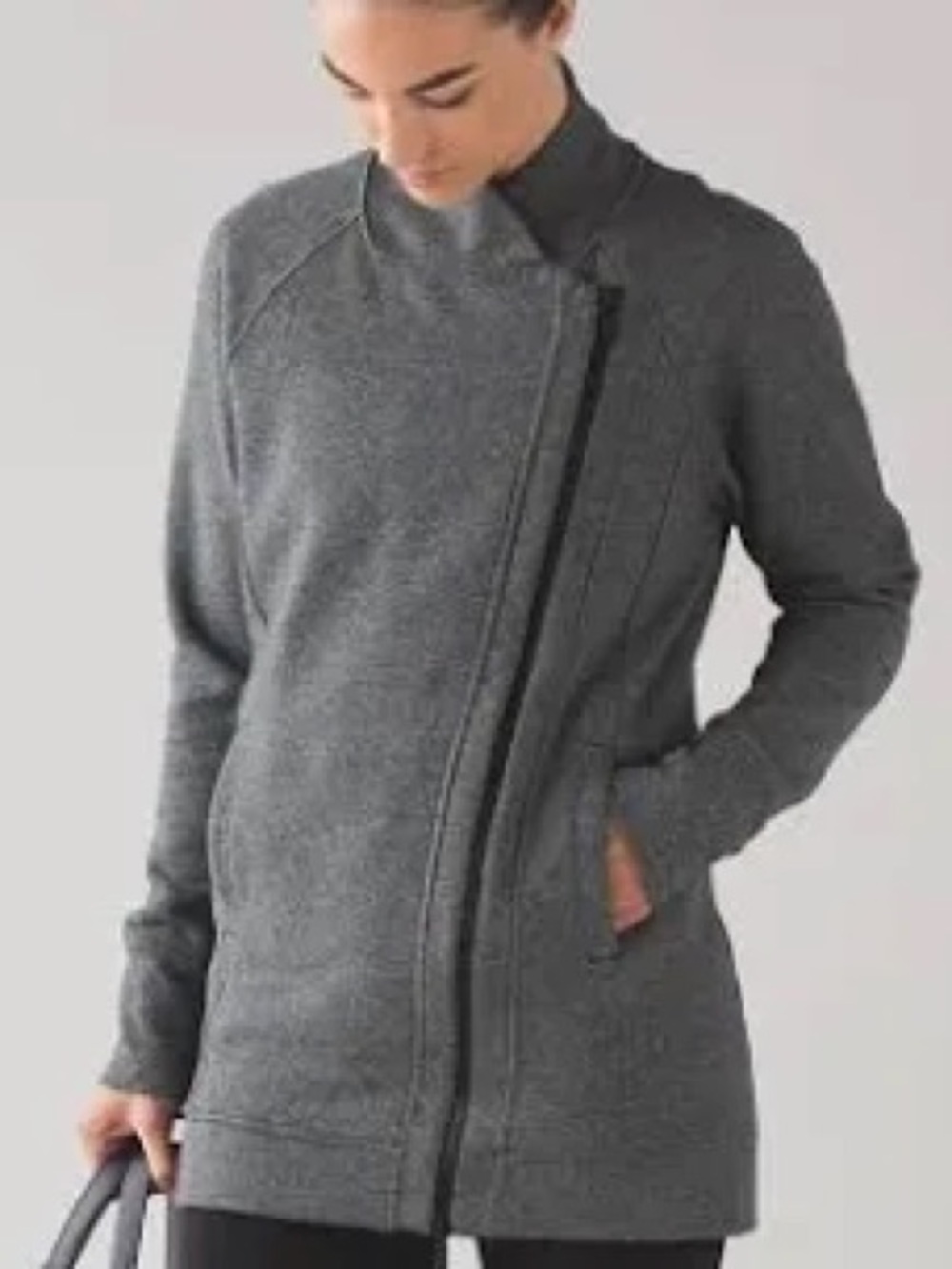 Lululemon Back To It Wrap Heathered Speckled Black full zip Gym Size 6